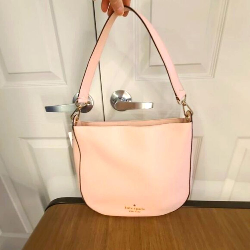 Kate Spade Lexy Shoulder Bag Rose Smoke Light Pink Leather Large Hobo K4659 NWT - Picture 2 of 9